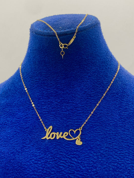 18K Real Gold Love Necklace With Hanging Heart - Embellish Gold