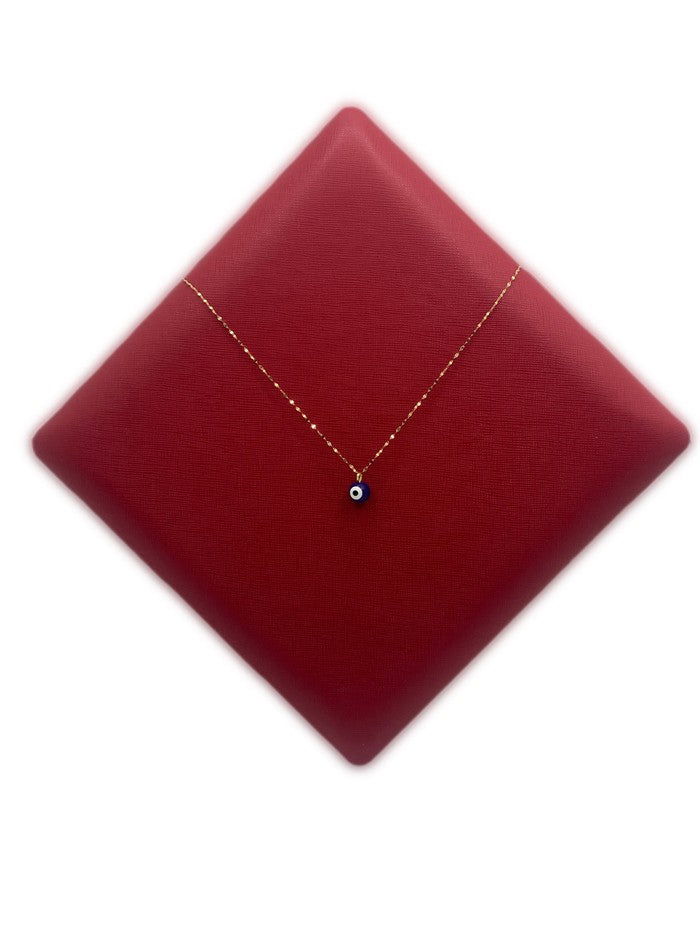18k Real Gold Dark blue Evil Eye Ball Necklace - Embellish Gold