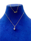 18k Real Gold Dark blue Evil Eye Ball Necklace - Embellish Gold