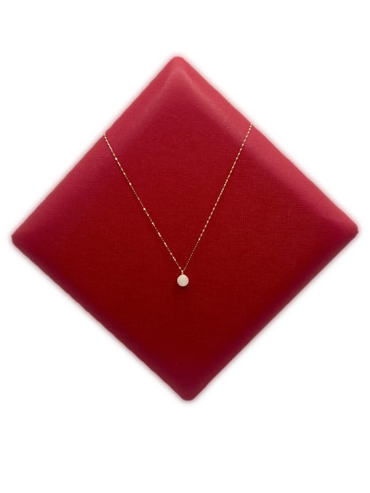 18k Real Gold White Pearl Necklace with mirror chain - Embellish Gold