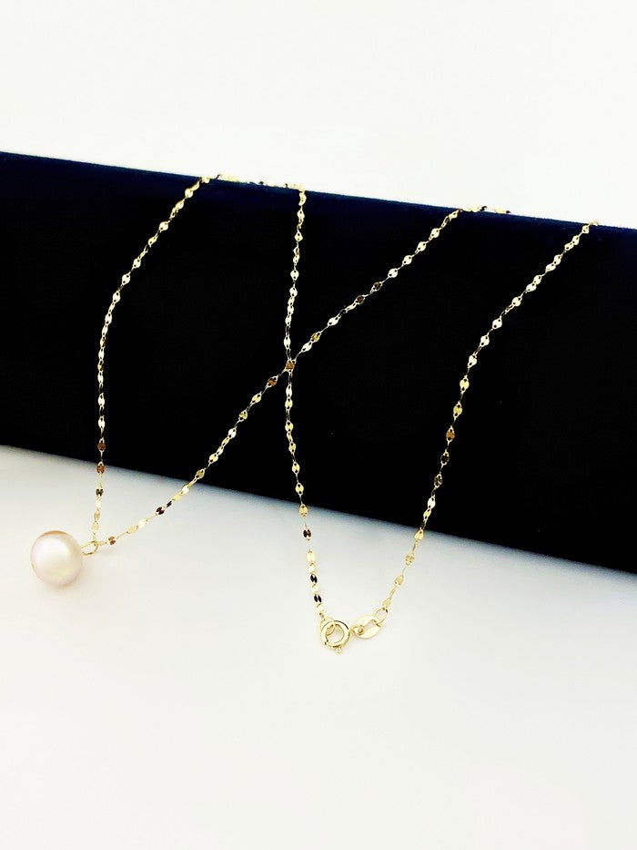 18k Real Gold Baby Pink Mirror chain necklace - Embellish Gold