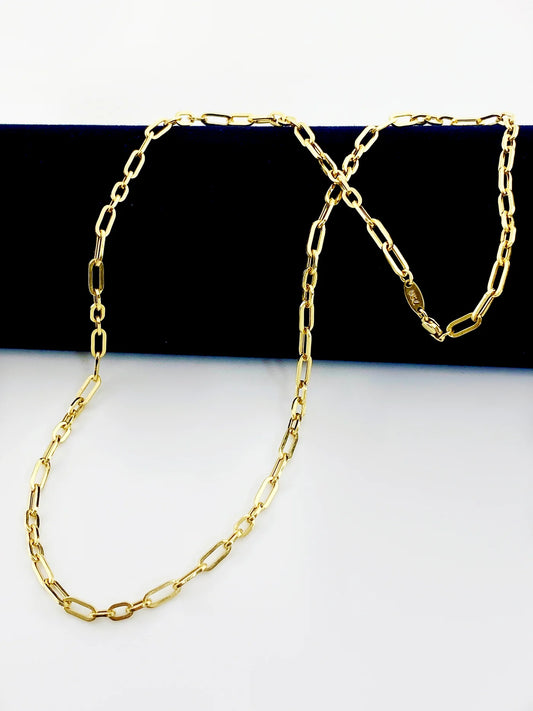 18K Real Gold Paper Clip Chain 1