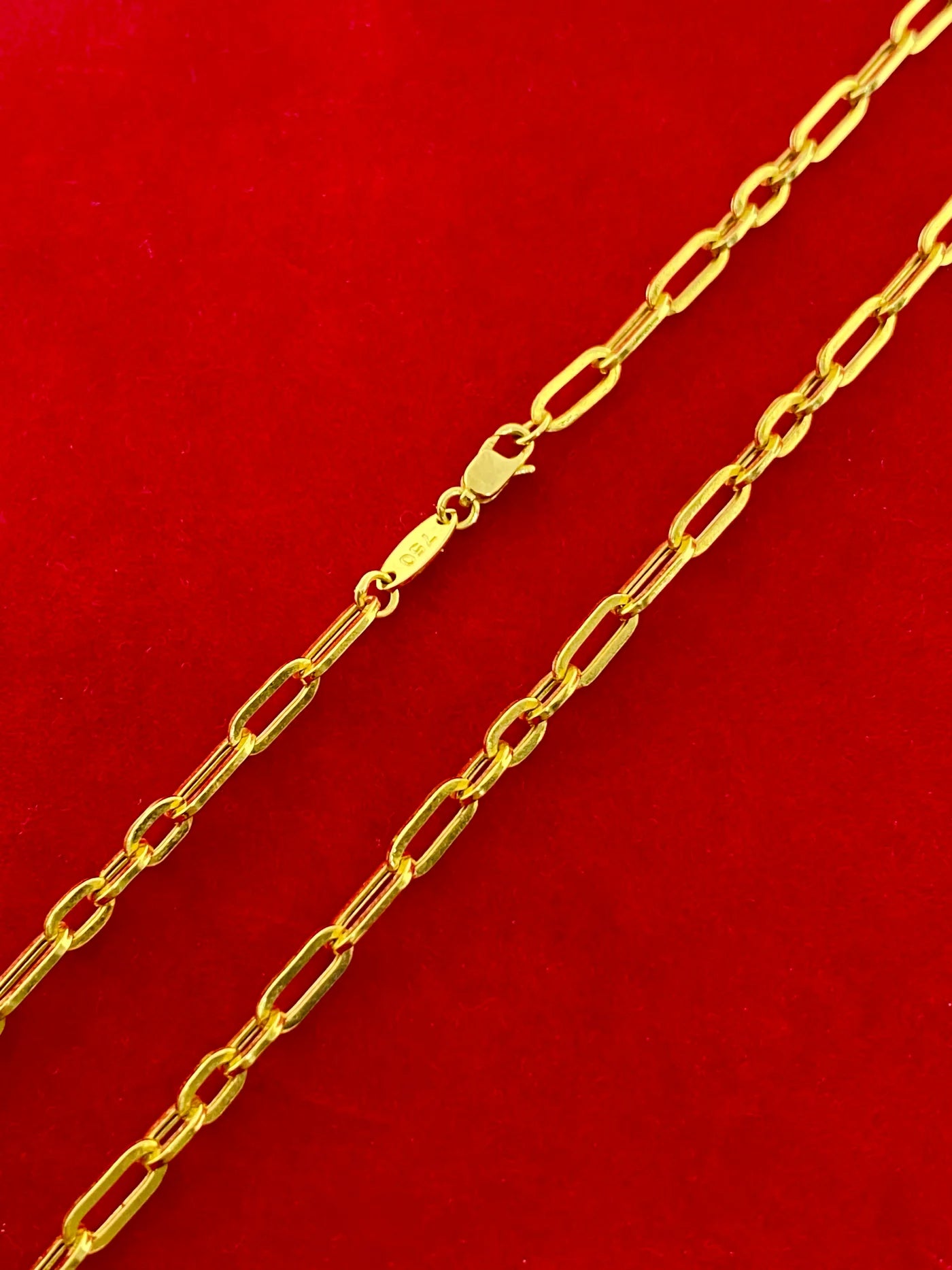 18K Real Gold Paper Clip Chain 1