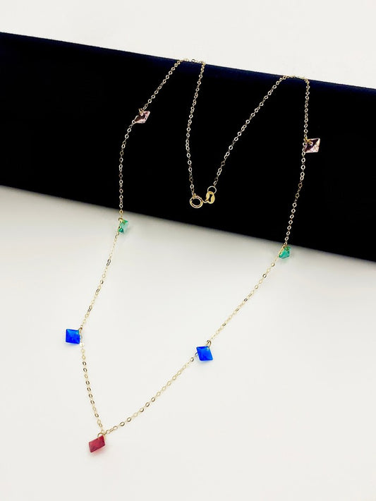 18k Real Gold Multi color stone necklace - Embellish Gold