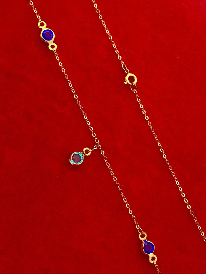 18k Real Gold Multi color round stone necklace - Embellish Gold