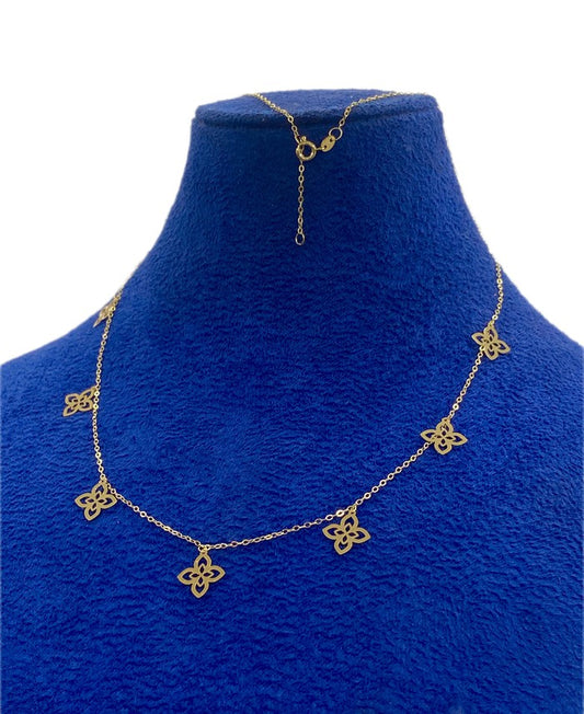 18K Real Gold 7 Roberto flower necklace - Embellish Gold