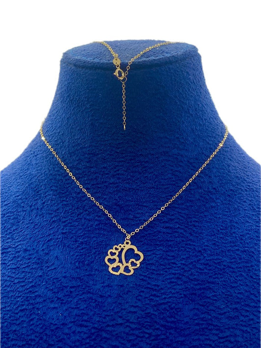 18K Real Gold 8 Heart Necklace - Embellish Gold