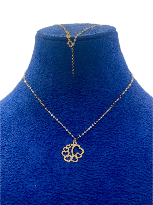 18K Real Gold 8 Heart Necklace - Embellish Gold
