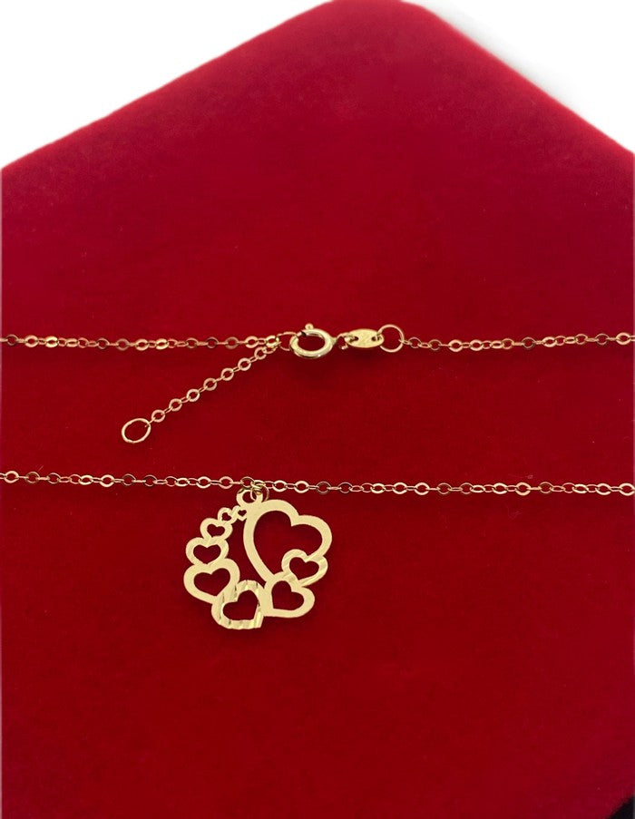 18K Real Gold 8 Heart Necklace - Embellish Gold