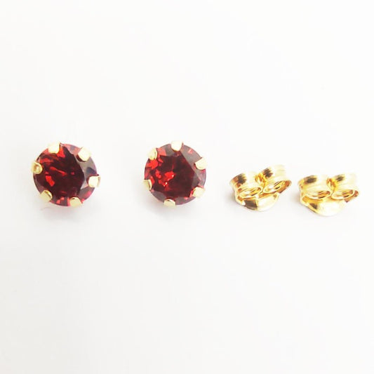 18K Real Gold Deep Red Zircon Stone Earrings 1.44 - Embellish Gold