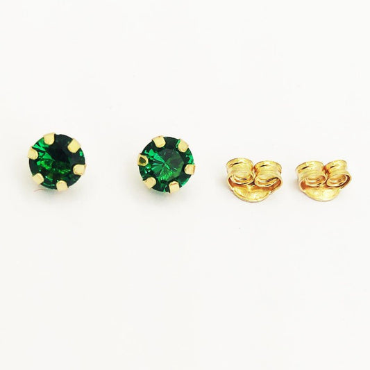 18K Real Gold Green Zircon Stone Earrings 1.45 - Embellish Gold