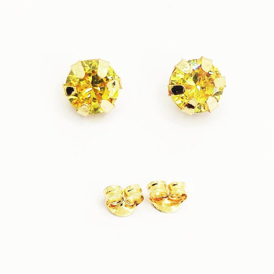 18K Real Gold Yellow Zircon Stone Earrings 1.46 - Embellish Gold