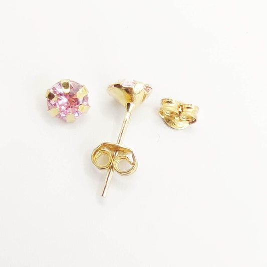 18K Real Gold Pink Zircon Stone Earrings 1.49 - Embellish Gold