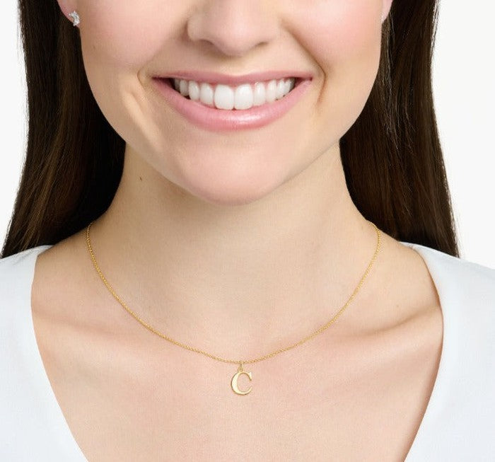 18K Real Saudi Gold Letters C Necklace 169