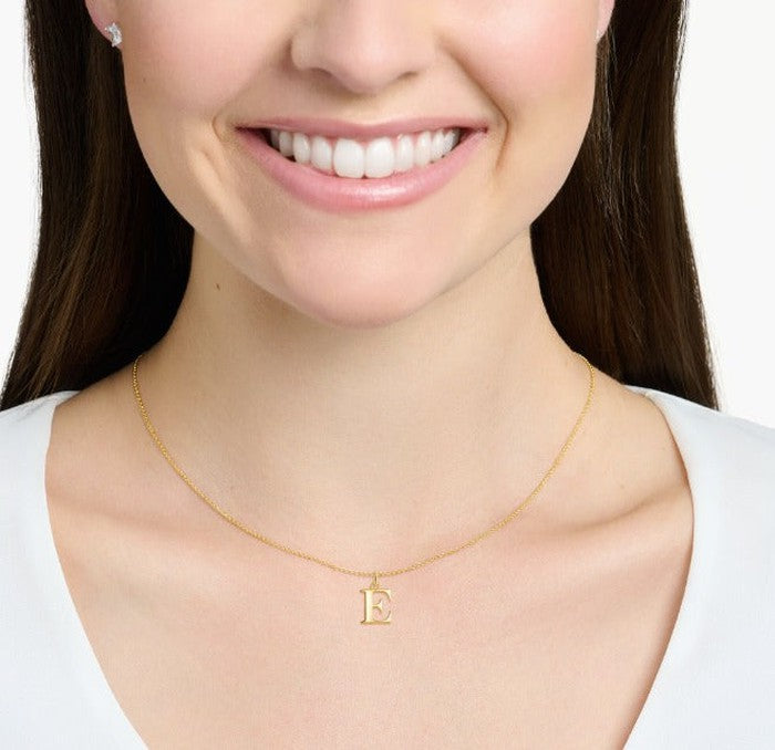 18K Real Saudi Gold Letters E Necklace 171