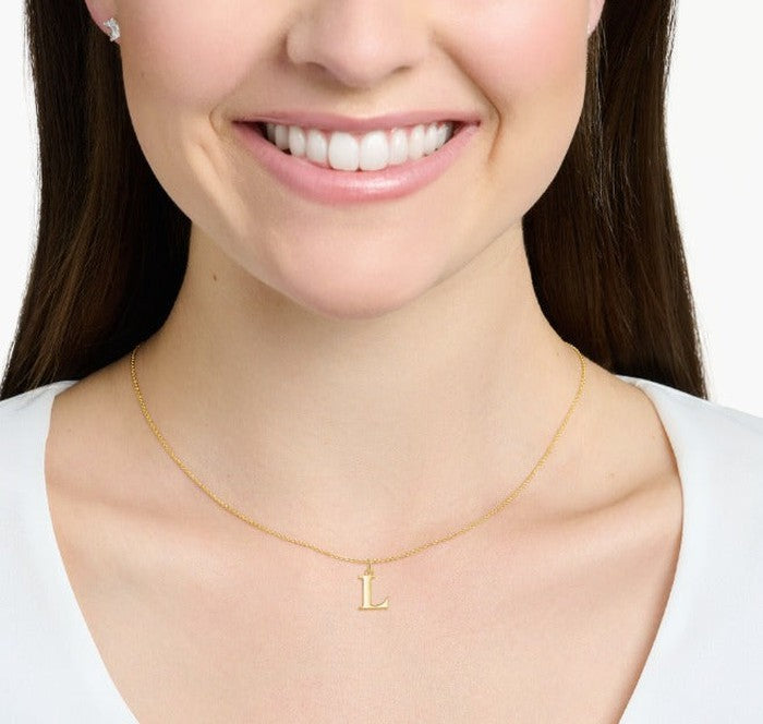 18K Real Saudi Gold Letters L Necklace 178