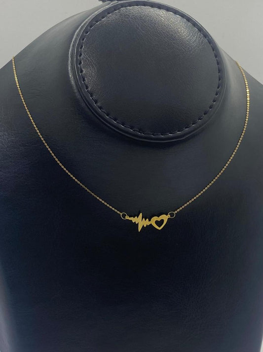 18K Real Saudi Gold Heartbeat Necklace 198 – A Rhythmic Elegance in Gold Necklace for Women - Embellish Gold