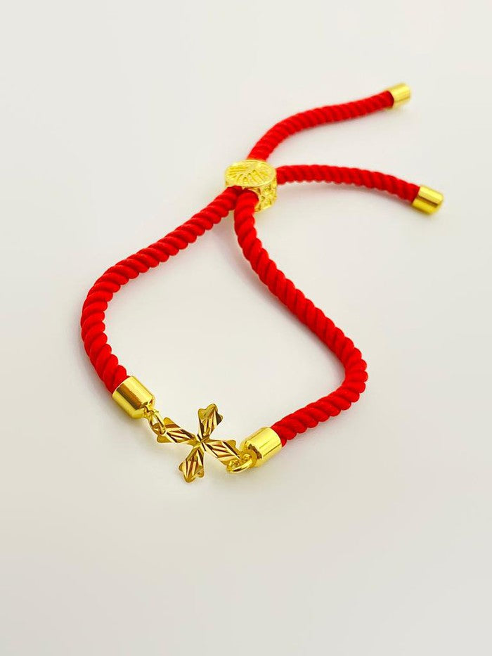 18K Cross Design Adjustable Bracelet - Embellish Gold