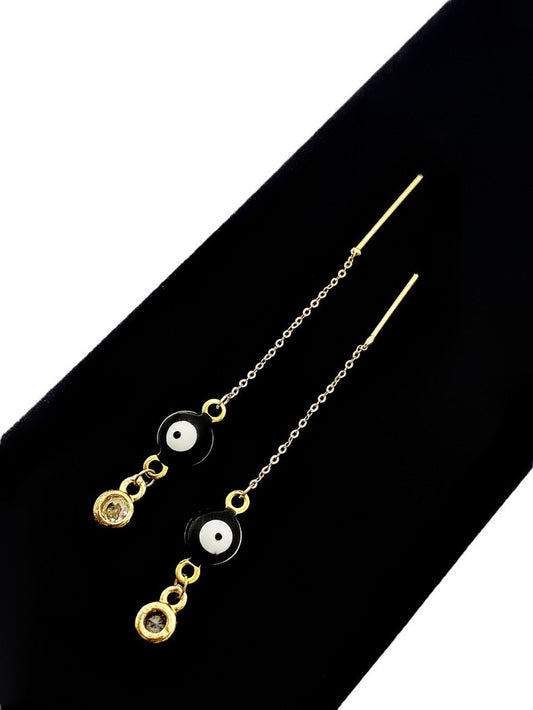 18k Real Gold Evil eye tictac earrings - Embellish Gold