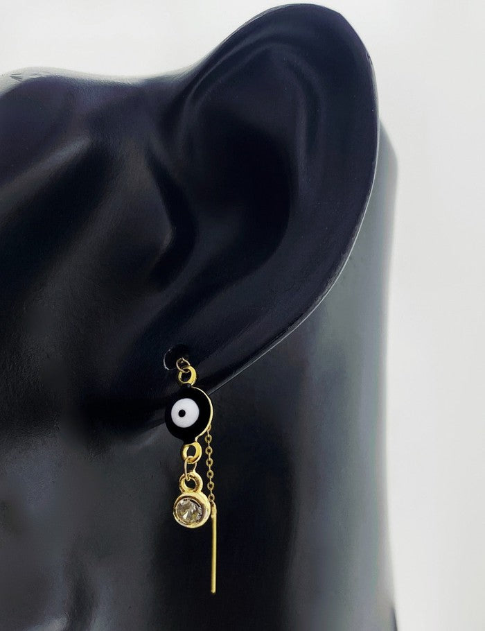 18k Real Gold Evil eye tictac earrings - Embellish Gold