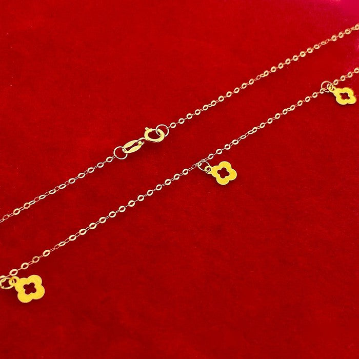 18K Real Gold 5 Flower Necklace - Embellish Gold