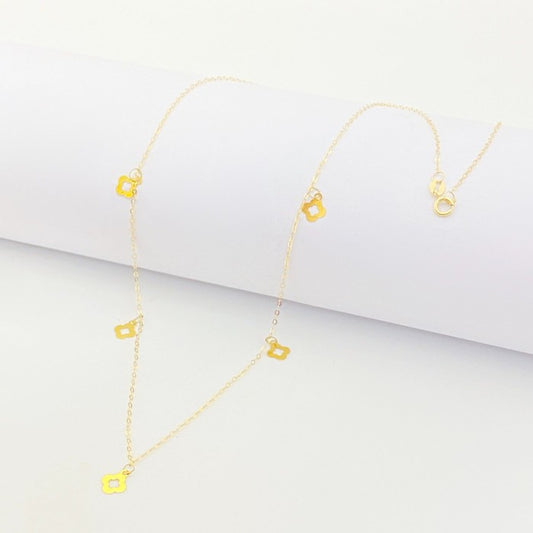 18K Real Gold 5 Flower Necklace - Embellish Gold