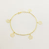 18K Real Gold Heart With 5 Flower Bracelet