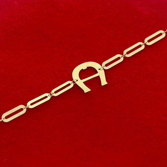 18K Real Gold Horse Nail Paper Clip Bracelet