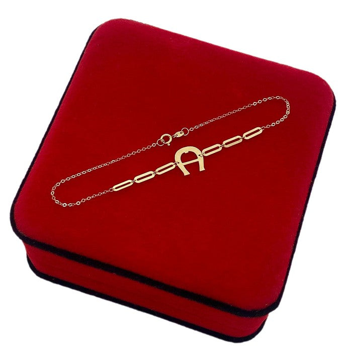 18K Real Gold Horse Nail Paper Clip Bracelet