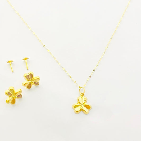 18k Gold 3 Petal Jewelry Set