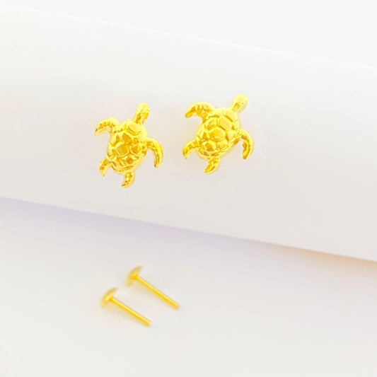 18k Gold Turtle Earrings