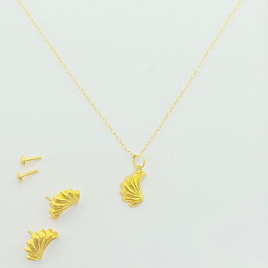 18k Gold Angel Fur Jewelry Set