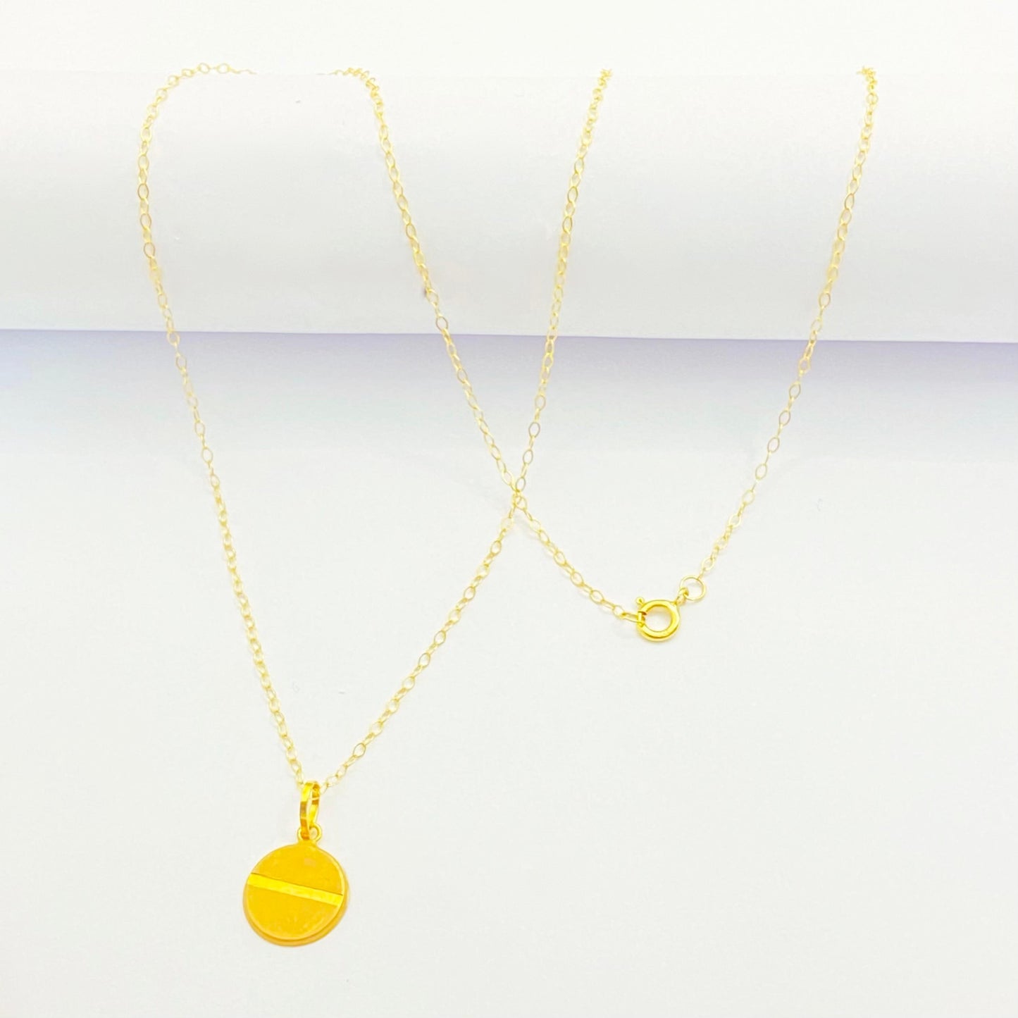 18k Gold Button Necklace