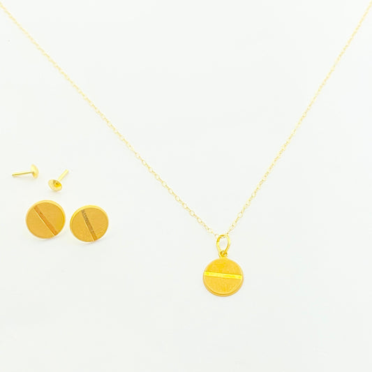 18k Gold Button Jewelry Set