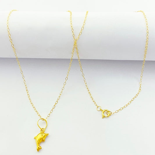 18K Real Gold Dolphine Necklace - Embellish Gold