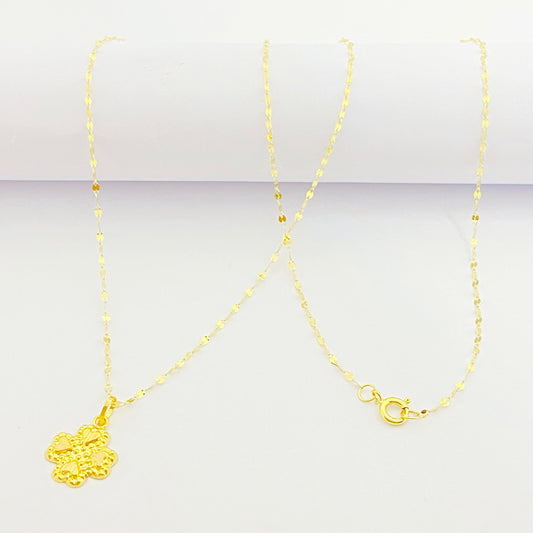 18K Real Gold Four Petals Necklace - Embellish Gold