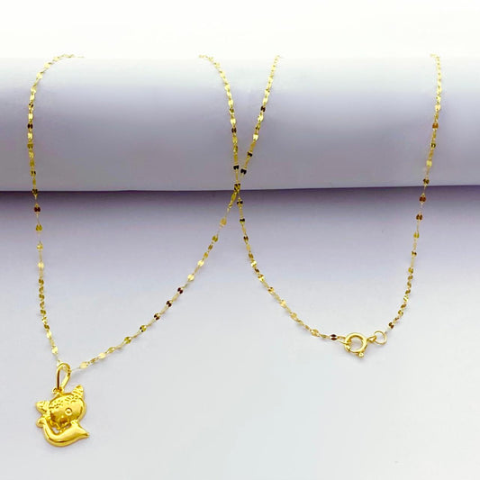 18K Real Gold Kitty Necklace - Embellish Gold