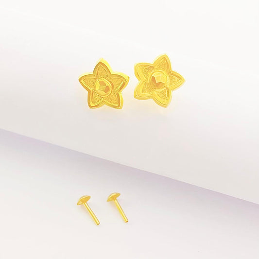 18k Gold Star dot Earrings
