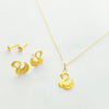 18k Gold Swan Jewelry Set
