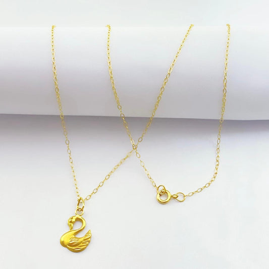 18k Gold Swan Jewelry Set