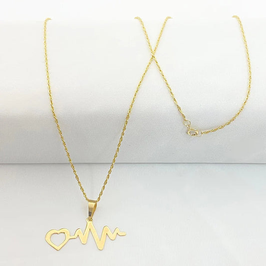18k Gold Heart Beat Necklace