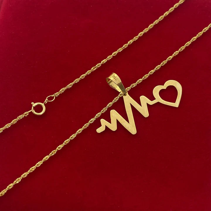 18k Gold Heart Beat Necklace