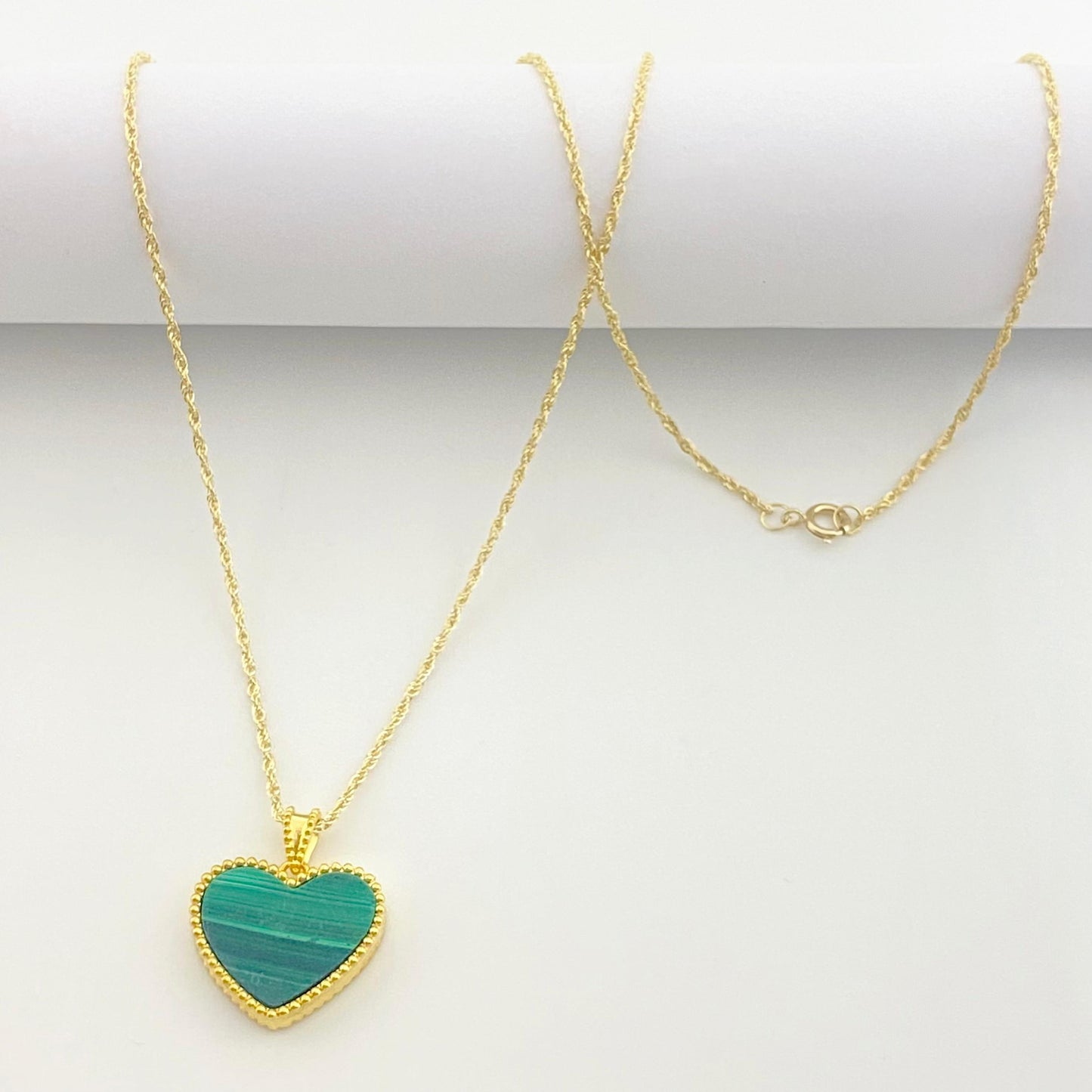 18k Gold Malachite Heart Necklace