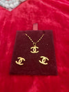 18k Gold Plain CC Jewelry Set