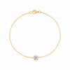 18K Real Gold Single White Zircon Stone Bracelet
