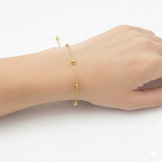18K Real Gold 15 Balls Bracelet