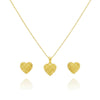 18K Real Gold Double Heart Necklace And Earring Set