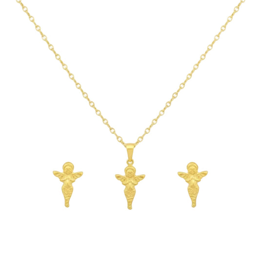 18K Real Gold Jesus Necklace And Earring Set