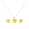 18K Real Gold IND Heart Necklace And Earring Set