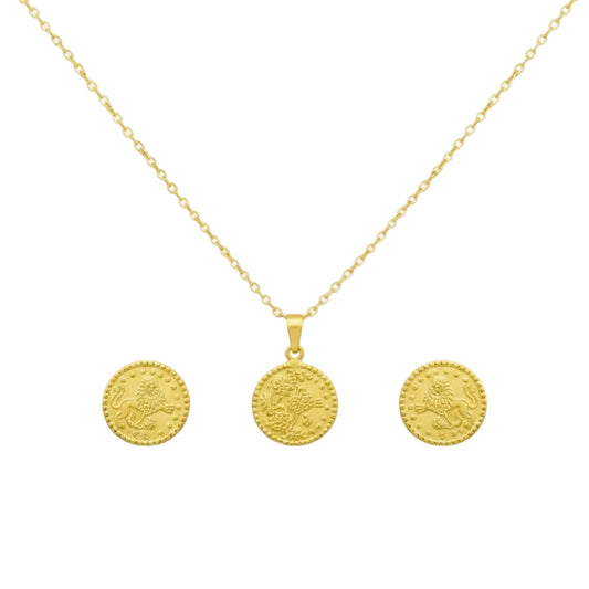 18K Real Gold Life Of Tree Necklace And Earring Set